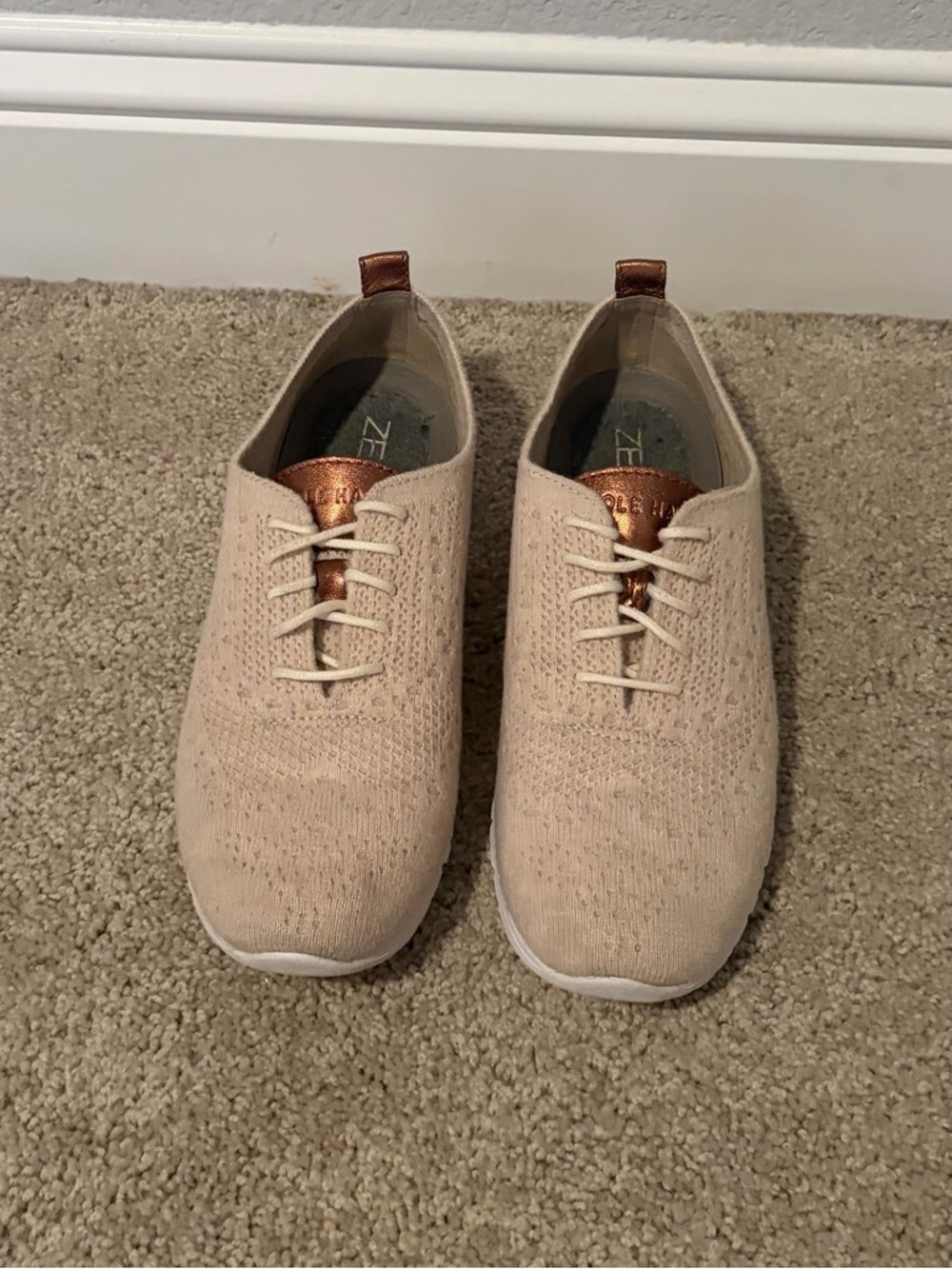 Cole Haan Women’s Knit Sneakers in Beige with Copper Accents